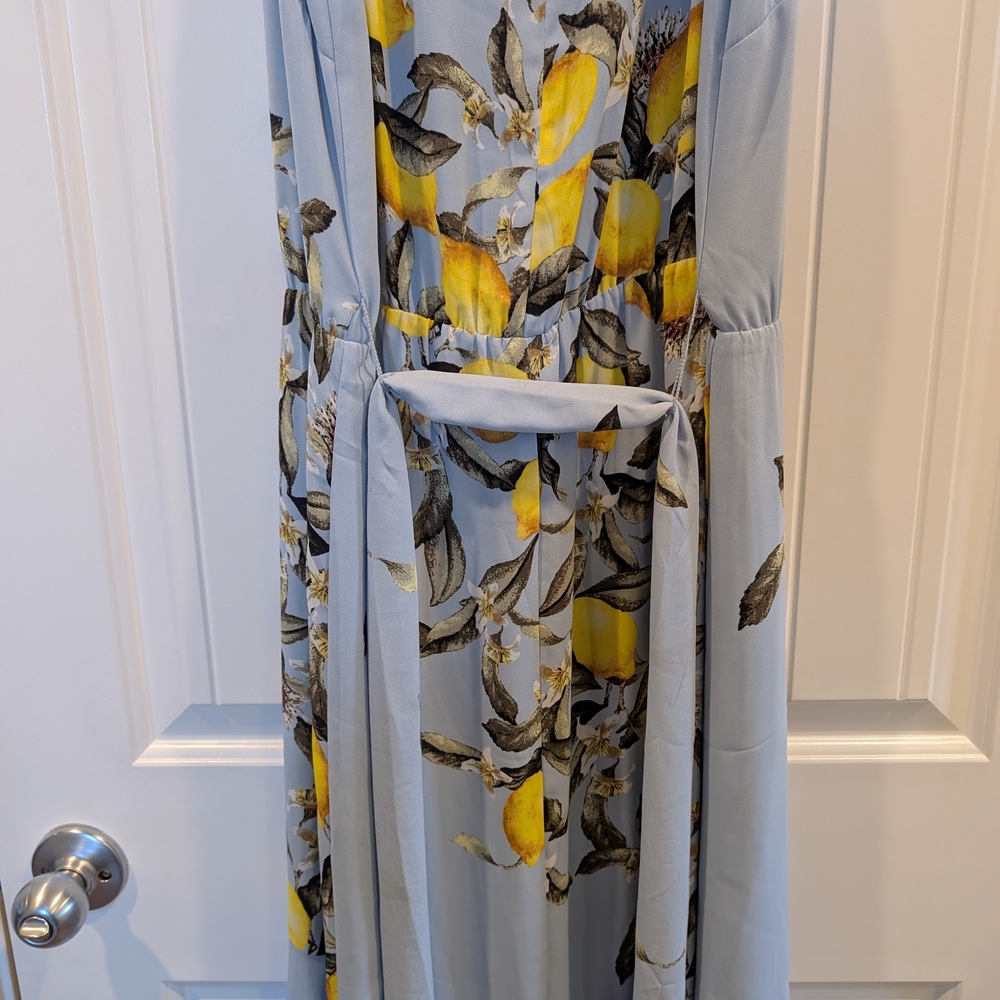White House Black Market Blue and Yellow High Low Dress - Picture 4 of 8
